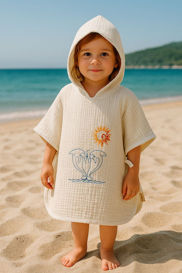 Stewehome Kids' Pareo Towel Hood 100% Cotton Embroidered Animal Design 100x1 Cm