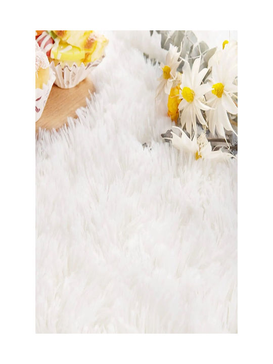 SteweHome Non-Slip Runner Furry White Rug 80x290cm