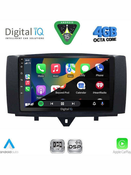 Digital IQ Auto-Audiosystem FürZwei Smart FürZwei 2010-2015 Bluetooth USB Eingebautes Wi-Fi GPS Apple CarPlay Android Auto Mit Touchscreen 9 Zoll DIGITAL IQ RSG 6622 CPA