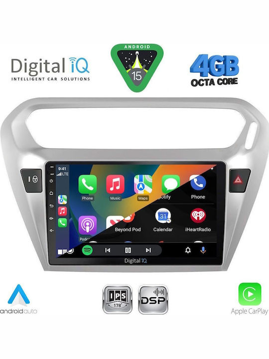 Digital IQ Car Audio System for Peugeot 301 Citroen C-Elysee 2013 (Bluetooth USB WiFi GPS Apple CarPlay Android Auto) with 9" Touch Screen