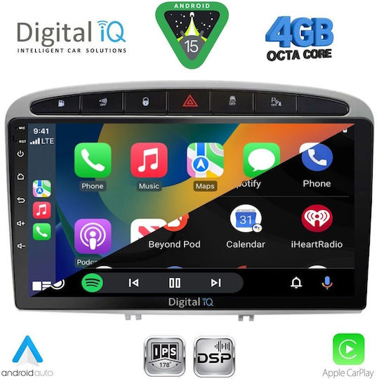 Digital IQ Ηχοσύστημα Αυτοκινήτου για Peugeot 308 / RCZ 2009-2015 (Bluetooth/USB/WiFi/GPS/Apple-Carplay/Android-Auto) με Οθόνη Αφής 9"