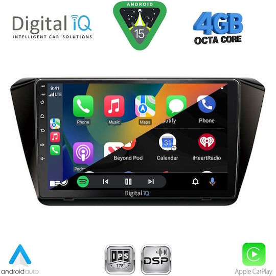 Digital IQ Car Audio System for Skoda Superb 2015-2023 with Clima (Bluetooth/USB/WiFi/GPS/Apple CarPlay/Android Auto) with 10" Touch Screen