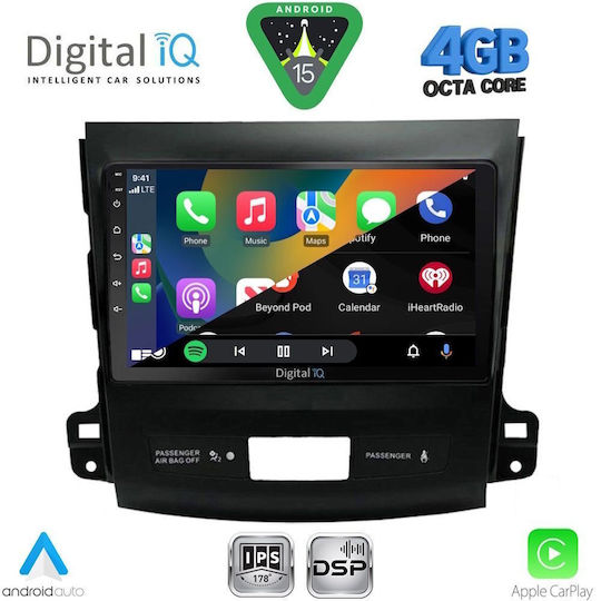 Digital IQ Ηχοσύστημα Αυτοκινήτου για Peugeot 4007 Mitsubishi Outlander Citroen C-Crosser 2006-2012 (Bluetooth/USB/WiFi/GPS/Apple-Carplay/Android-Auto) με Οθόνη Αφής 9"