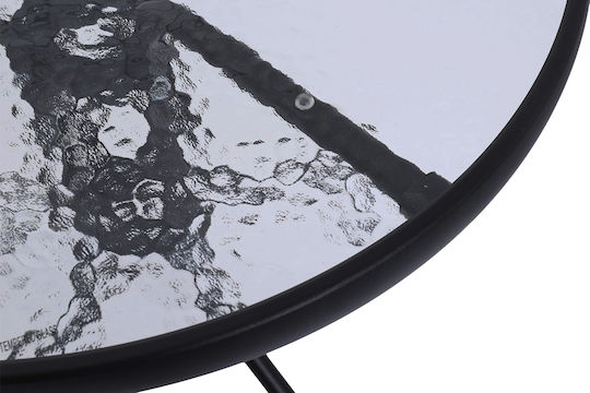 Masă Pentru Spații Exterioare Mici Metalică Cu Suprafeță Din Sticlă Neagră 90x90x72cm