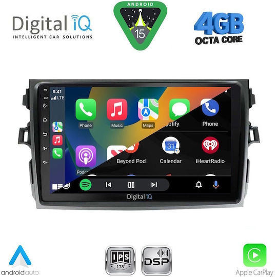 Digital IQ Car Audio System for Toyota Corolla 2006-2012 Bluetooth USB WiFi GPS Apple CarPlay Android Auto with 9" Touch Screen