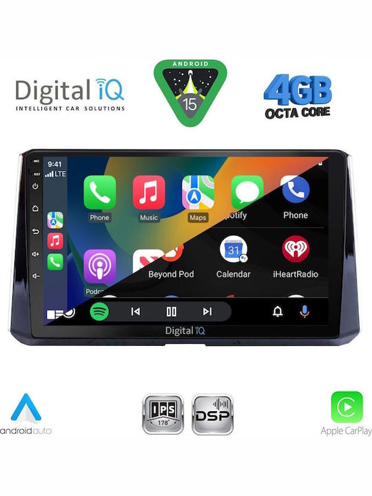 Digital IQ Car Audio System for Toyota Corolla 2019 Bluetooth USB WiFi GPS Apple CarPlay Android Auto with 10" Touch Screen