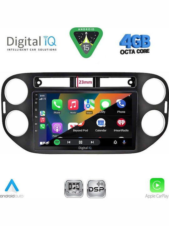Digital IQ Car Audio System for Volkswagen Tiguan 2011-2016 with Clima (Bluetooth/USB/WiFi/GPS/Apple CarPlay/Android Auto) with 9" Touch Screen