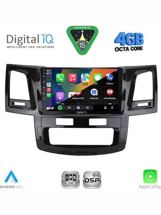 Digital IQ Car Audio System for Toyota Hilux 2005-2016 with A/C Bluetooth USB WiFi GPS Apple CarPlay Android Auto with 9" Touch Screen