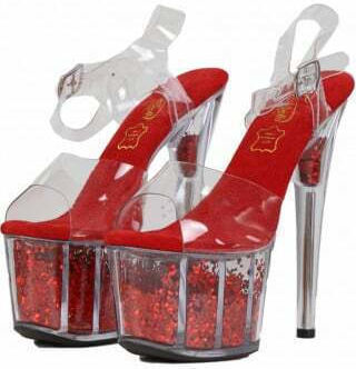 Red Pumps Transparent Sequined Platform S9210-rd