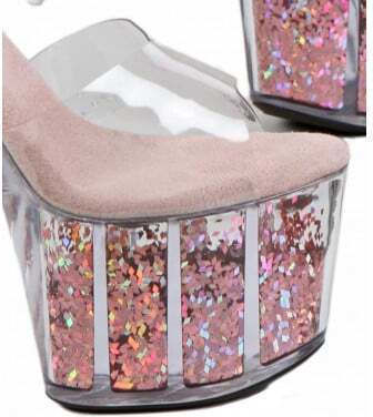 Pink Pumps Transparent Sequined Platform S9210-pk