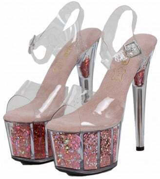 Pink Pumps Transparent Sequined Platform S9210-pk