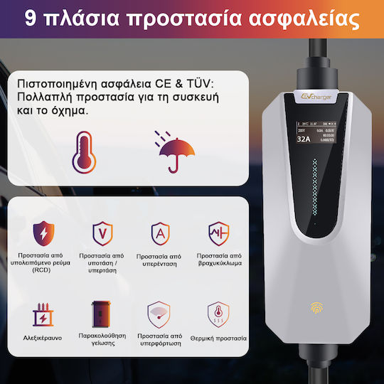 Junsun Tragbarer Dreiphasiger Ladegerät 22kW mit Integriertem Kabel 6m Typ 2
