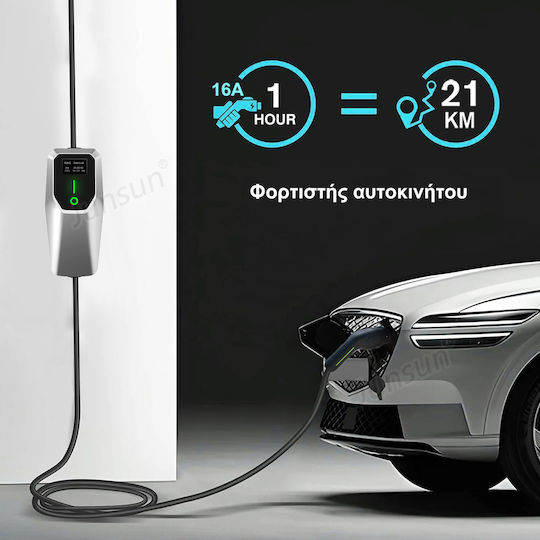 Junsun Преносим Трифазен Зарядно Устройство 11kW с Вграден Кабел 8m Тип 2