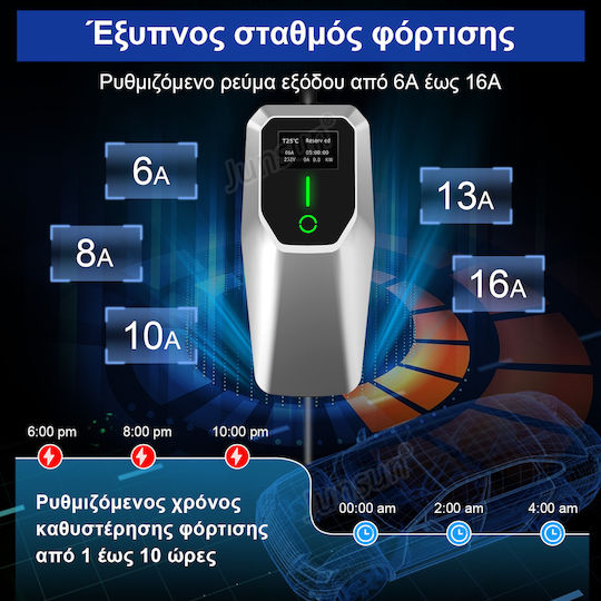 Junsun Încărcător Portabil Trei Faze 11kW cu Cablu Încorporat 6m Tipul 2