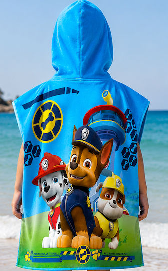 Paw Patrol Παιδική Πετσέτα Θαλάσσης Πόντσο Microfiber Paw Patrol 100x50cm