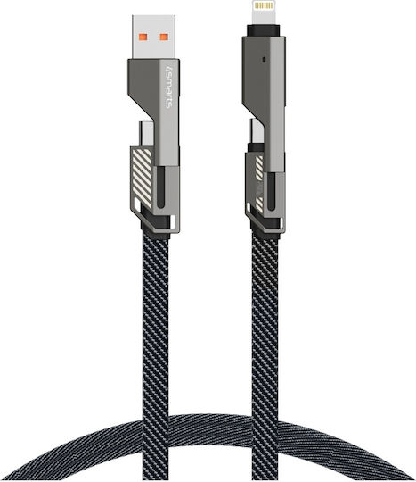 4smarts Combo 2cords Flach 3-in-1 Mehrere Anschlusskabel Set 240w Usb-a Usb-c Blitzschlag 1,5m + Schlüsselanhänger Kabel Graphit 541456