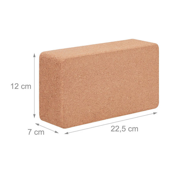 Set 2 Natural Cork Yoga Blocks Relaxdays 12x22.5x7cm