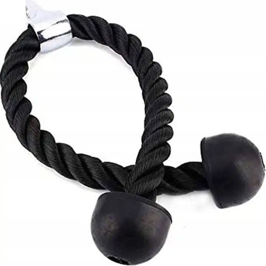 Coardă Triceps Antrenament Cu Rotire Mâner Metalic Material Nylon Cauciuc Lungime Coardă 60 Cm Sarcină Maximă 200 Kg Neagră