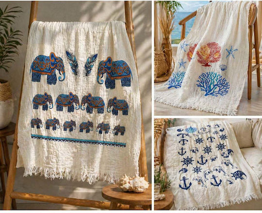 SteweHome Cotton Beach Towel Beige 180x100cm