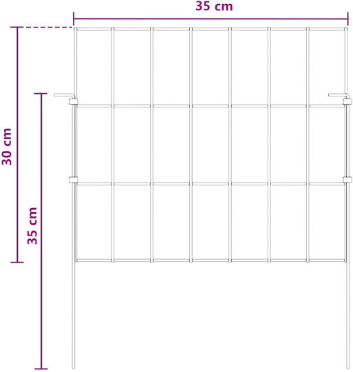 vidaXL Metallische Gartenhecke mit Speeren in Silber Farbe 30x35cm 48 Stück