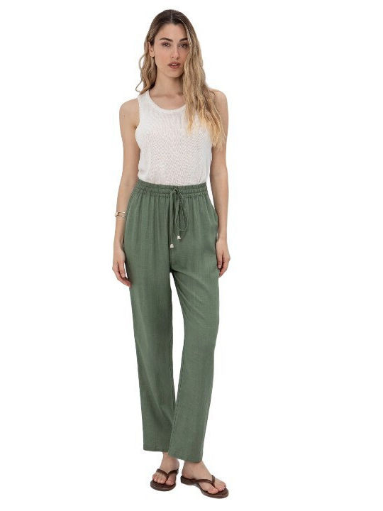 Women's Fabric Trousers Khaki