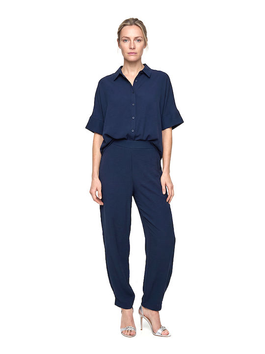 Women's Fabric Trousers Navy