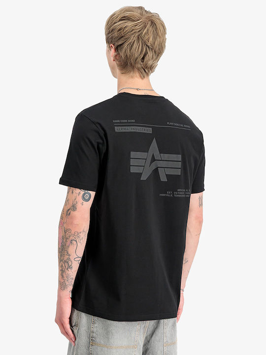 Тениска Label Backprint Черна