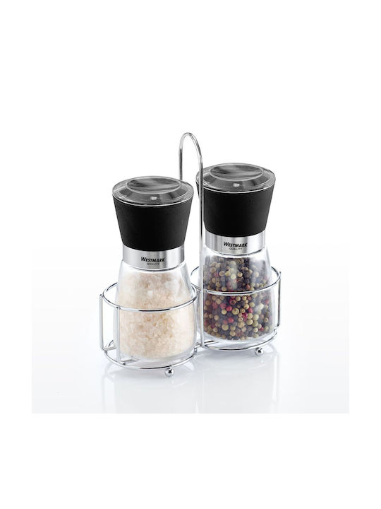 Westmark Manuelle Salz- und Pfeffermühlen-Sets Keramik in Silber Farbe 18,3cm 2 Stück