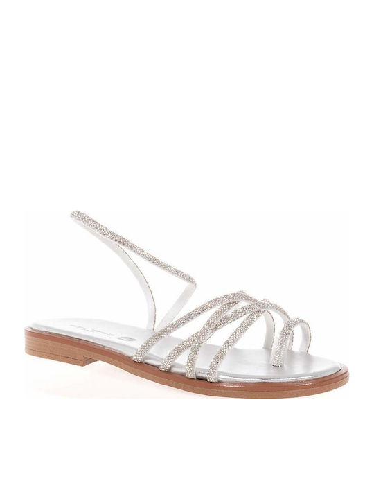 Damen Flache Sandalen Silber B110