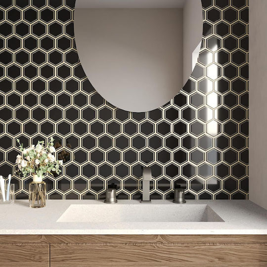 3D Wall Stickers Varypaper Hexagonal Black 30.5x30.5 cm 20 Pieces