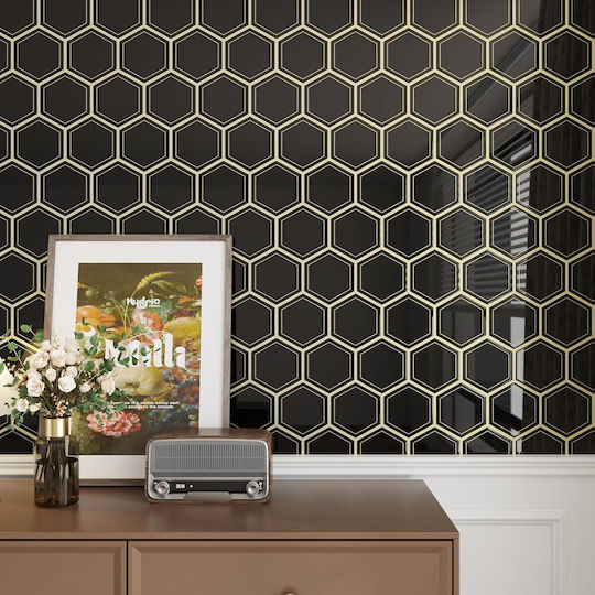3D Wall Stickers Varypaper Hexagonal Black 30.5x30.5 cm 20 Pieces