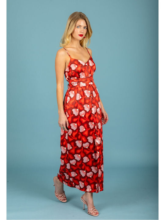Summer Maxi Evening Satin Red Dress
