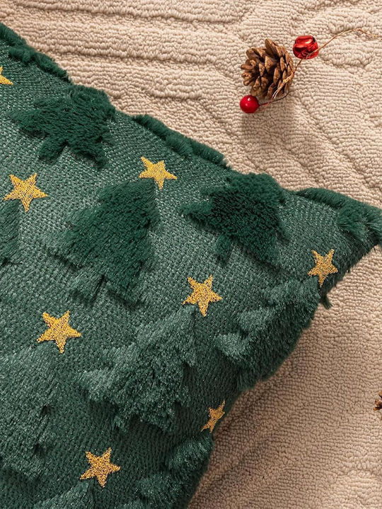 Set 4 Christmas Soft Velvet Green Pillow Covers 40x40 Cm