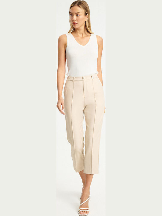 Women's Fabric Trousers Sand Beige