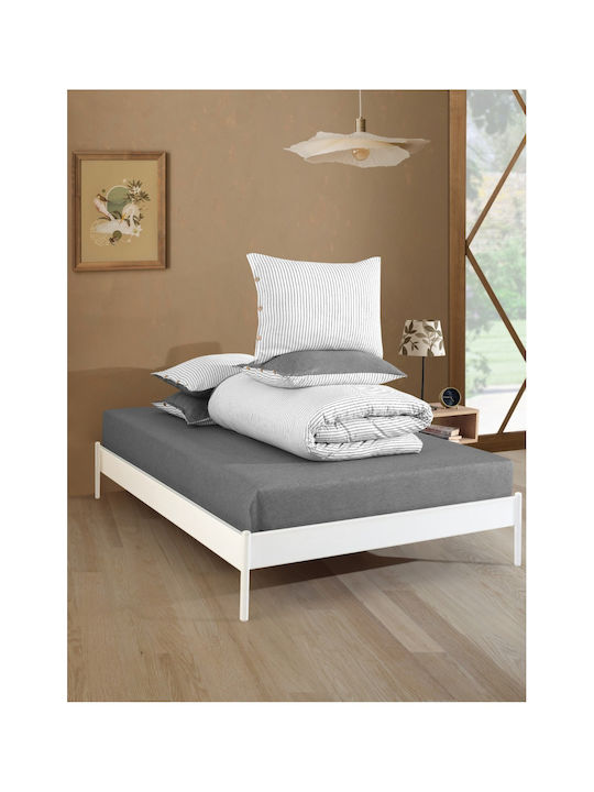 SteweHome Σετ Παπλωματοθήκη 200x220cm Διπλή με 2 Μαξιλαροθήκες Ριγέ