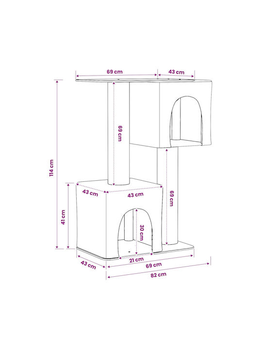 vidaXL Scratching Post Cat Tree Gray 82x43x114 cm