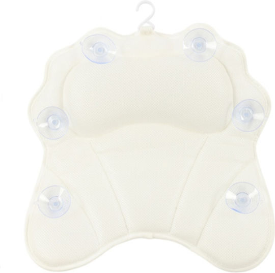 Perna Relaxantă Pentru Cadă 6 Ventuze Antiderapante Suport Pentru Gât Tetieră Design Ergonomic Ușor De Uscat Spălat Cu Cârlig De Agățat Dimensiuni 43 X 40 Cm Material Poliester Alb