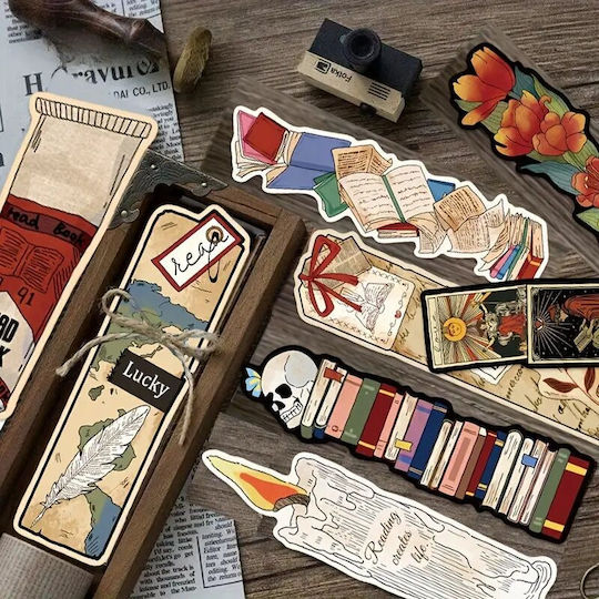 Set 30 Semne De Carte Din Carton Pentru Pasionați De Lectură Stil Vintage Multicolor Bej 15 X 4 Cm