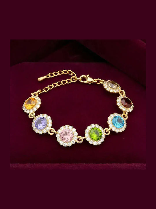 Women's Gold Plated Chain Bracelet with Zircon