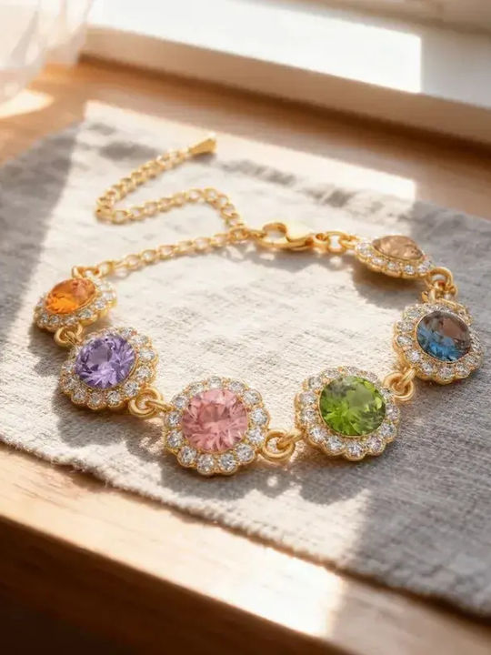 Women's Gold Plated Chain Bracelet with Zircon