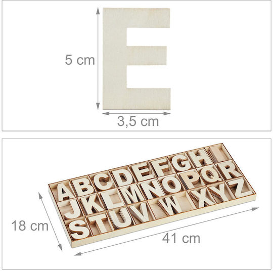 Relaxdays Wooden Letter Set 208 Pcs Light Brown 2x18x41 Cm