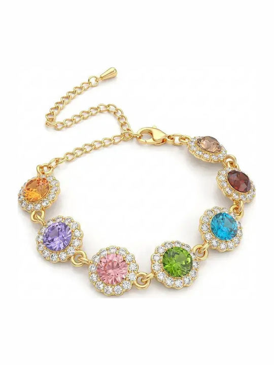 Women's Gold Plated Chain Bracelet with Zircon