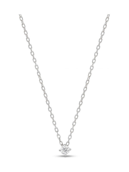 Kiriakos Gofas Solitaire Necklace Made of Silver with Diamond