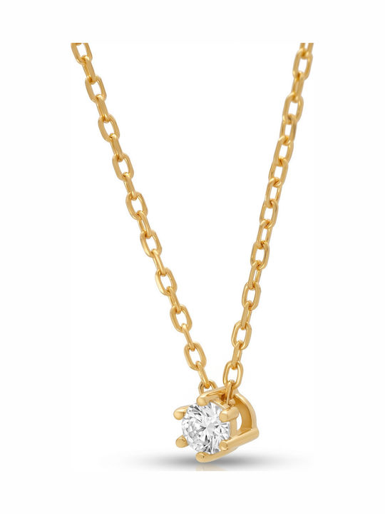 Kiriakos Gofas Solitaire Necklace Made of Gold Plated Silver with Diamond