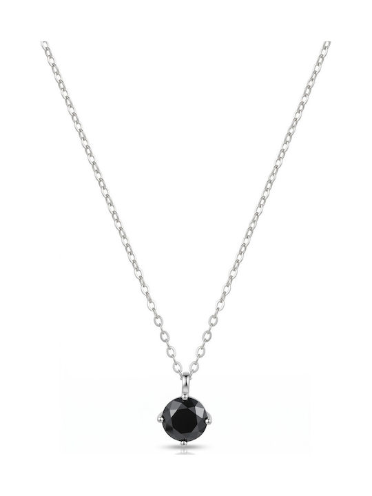 Kiriakos Gofas Halskette Solitärring aus Silber mit Diamant