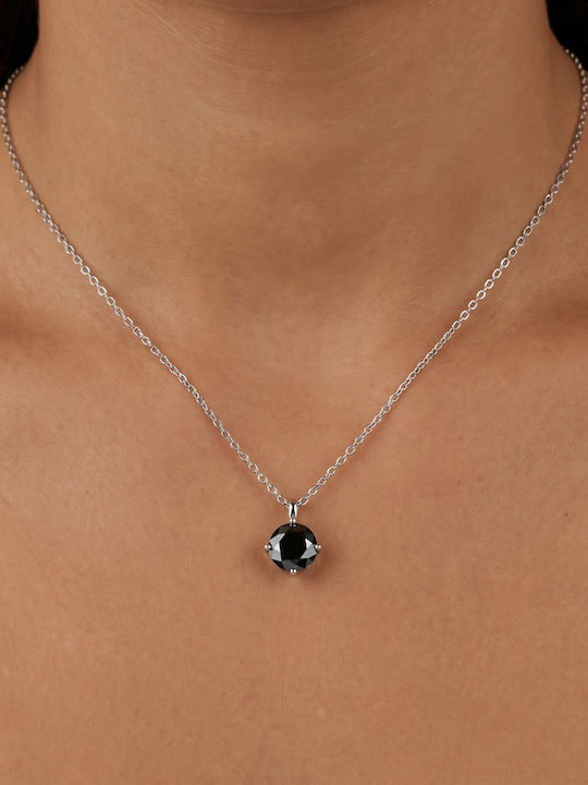Kiriakos Gofas Halskette Solitärring aus Silber mit Diamant