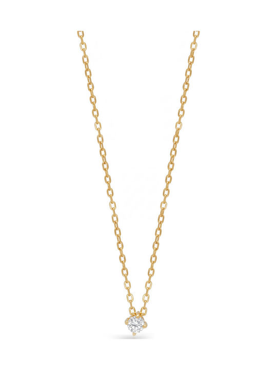 Kiriakos Gofas Solitaire Necklace Made of Gold Plated Silver with Diamond