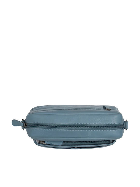 Leather Women's Shoulder Bag Light Blue