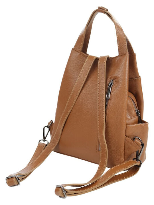 Leather Women's Backpack Handbag Tabac Brown