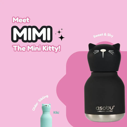 Asobu Bestie Μπουκάλι Παιδικό Παγούρι Θερμός Kitty 200ml